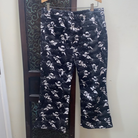 Delia's By Dollskill Unholy Spirit Printed Twill Flare Cropped Jeans - Picture 6 of 7